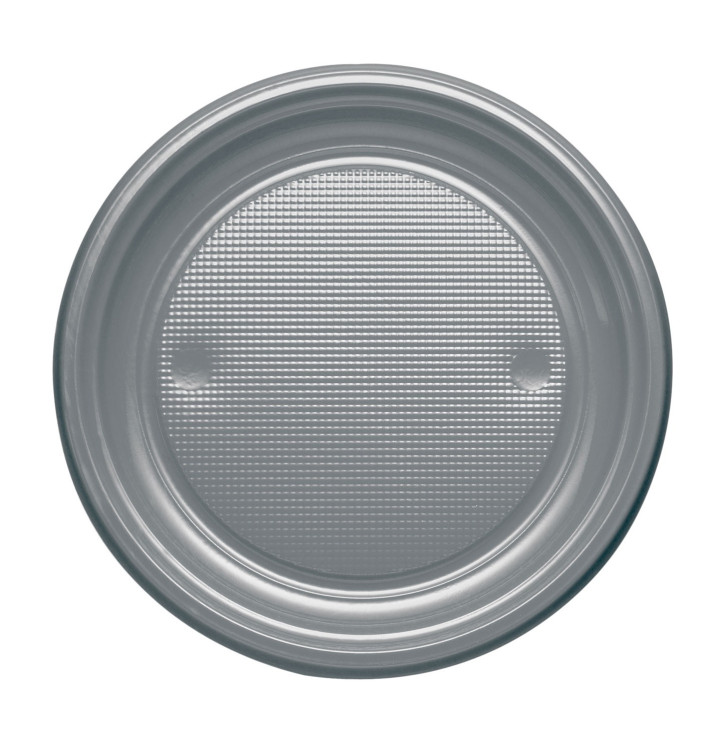 Talerz Plastikowe PS Płaski Srebro Ø170mm (50 Sztuk) Talerz Plastikowe PS Płaski Srebro Ø170mm (50 Sztuk)