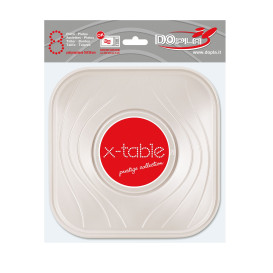 Talerz Plastikowe PP "X-Table" Kwadratowi Perła 180mm (120 Sztuk)