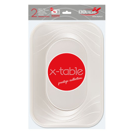 Tacki Plastikowe PP "X-Table" Perła 330x230mm (60 Sztuk)