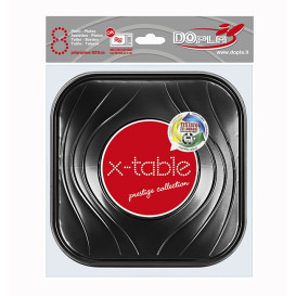 Talerz Plastikowe PP "X-Table" Kwadratowi Czarni 180mm (8 Sztuk)