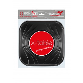 Talerz Plastikowe PP "X-Table" Kwadratowi Czarni 230mm (8 Sztuk)