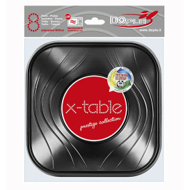 Miski Plastikowe PP Kwadratowi "X-Table" Czarni 18x18cm (8 Sztuk)