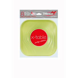 Talerz Plastikowe PP "X-Table" Kwadratowi Limonka 180mm (8 Sztuk)