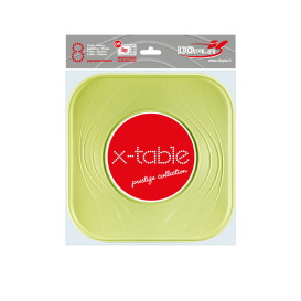 Talerz Plastikowe PP "X-Table" Kwadratowi Limonka 230mm (8 Sztuk)