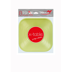 Miski Plastikowe PP Kwadratowi "X-Table" Limonka 18x18cm (8 Sztuk)
