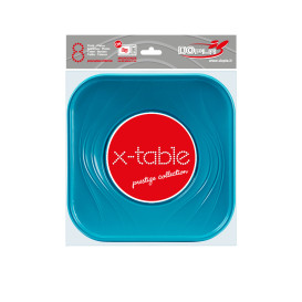 Talerz Plastikowe PP "X-Table" Kwadratowi Turkusowe 230mm (120 Sztuk)