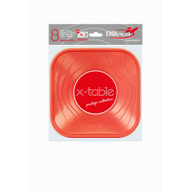 Talerz Plastikowe PP "X-Table" Kwadratowi Orange 180mm (8 Sztuk)