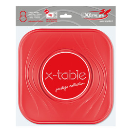 Talerz Plastikowe PP "X-Table" Kwadratowi Czerwerne 230mm (120 Sztuk)