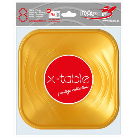 Miski Plastikowe PP Kwadratowi "X-Table" Złote 18x18cm (120 Sztuk)