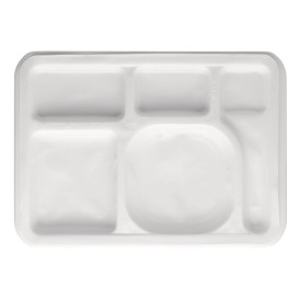 Tacki Jednorazowe z Przegródkami PS Białe 470x350mm (500 Sztuk)