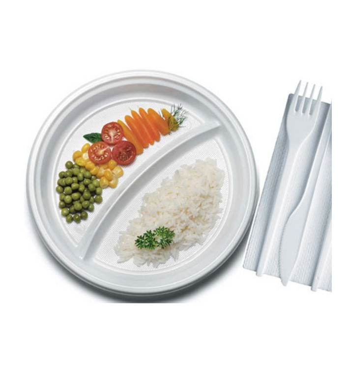 Talerz Plastikowe PS 2 Przegródkami 220 mm (100 Sztuk) Talerz Plastikowe PS 2 Przegródkami 220 mm (100 Sztuk)