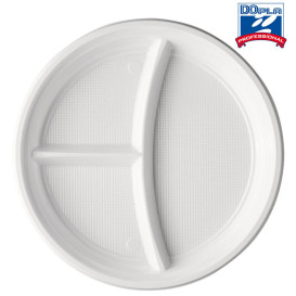 Talerz Plastikowe PS 3 Przegródkami 220 mm (1400 Sztuk)