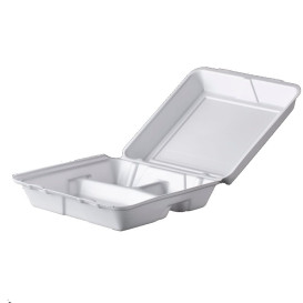 Pojemniki Styropianowe MenuBox 3 C. Białe 240x235mm (200 Sztuk)