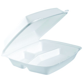 Pojemniki Styropianowe MenuBox 3 C. Białe 240x235mm (100 Sztuk)