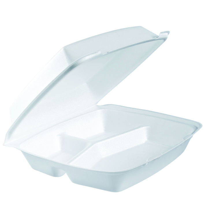 Pojemniki Styropianowe MenuBox 3 C. Białe 240x235mm (100 Sztuk) Pojemniki Styropianowe MenuBox 3 C. Białe 240x235mm (100 Sztuk)