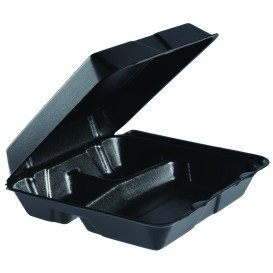 Pojemniki Styropianowe MenuBox 3C. Dzielone Czarni 240x235mm (200 Sztuk)