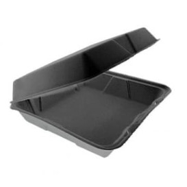 Pojemniki Styropianowe MenuBox Dzielone Czarni 240x235mm (100 Sztuk)