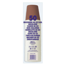 Kubki Plastikowe PS Dwukolorowy Brązowe 80ml Ø5,7cm (2400 Sztuk)