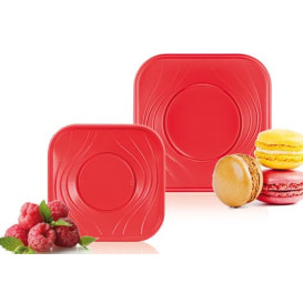 Talerz Plastikowe PP "X-Table" Kwadratowi Czerwerne 180mm (120 Sztuk)