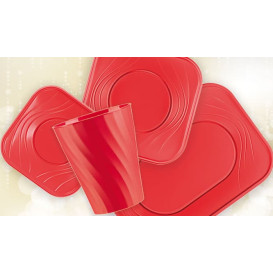 Talerz Plastikowe PP "X-Table" Kwadratowi Czerwerne 180mm (120 Sztuk)