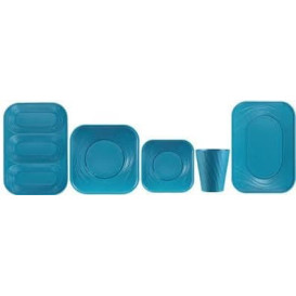 Talerz Plastikowe PP "X-Table" Kwadratowi Turkusowe 180mm (8 Sztuk)