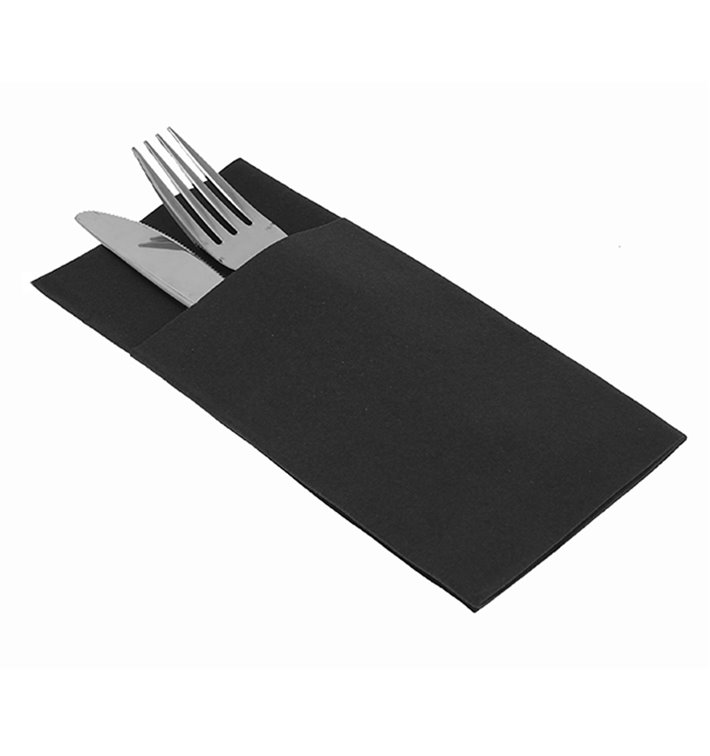 Pocket Fold Airlaid Napkins "Kanguro" Black 40x40cm (30 Units) 