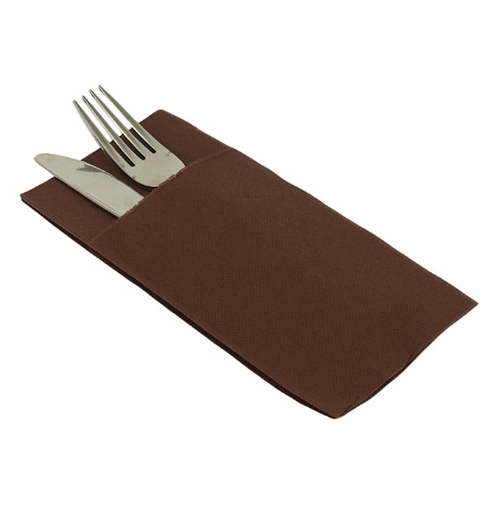 Pocket Fold Airlaid Napkins "Kanguro" Brown 40x40cm (480 Units) Pocket Fold Airlaid Napkins "Kanguro" Brown 40x40cm (480 Units)