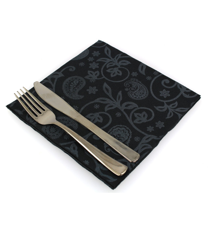Airlaid Napkins "Cachemir" Black 40x40cm (50 Units) Airlaid Napkins "Cachemir" Black 40x40cm (50 Units)