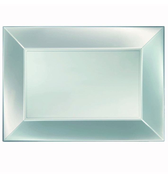 Tacki Plastikowe Srebro Nice Pearl PP 345x230mm (60 Sztuk) Tacki Plastikowe Srebro Nice Pearl PP 345x230mm (60 Sztuk)