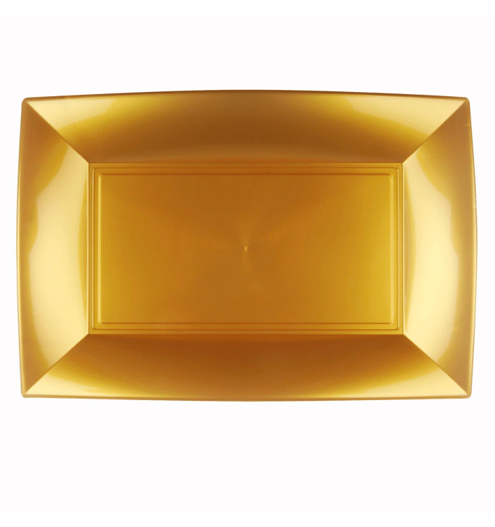 Tacki Plastikowe Złote Nice PP 345x230mm (6 Sztuk) Tacki Plastikowe Złote Nice PP 345x230mm (6 Sztuk)