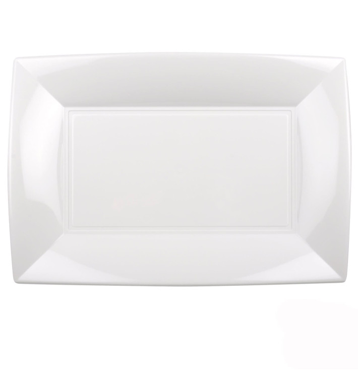 Tacki Plastikowe Białe Nice PP 345x230mm (60 Sztuk) Tacki Plastikowe Białe Nice PP 345x230mm (60 Sztuk)