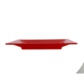 Talerz Plastikowe Płaski Kwadratowi Czerwerne 170mm (750 Sztuk)