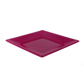 Talerz Plastikowe Płaski Kwadratowi Fuchsia 170mm (25 Sztuk)