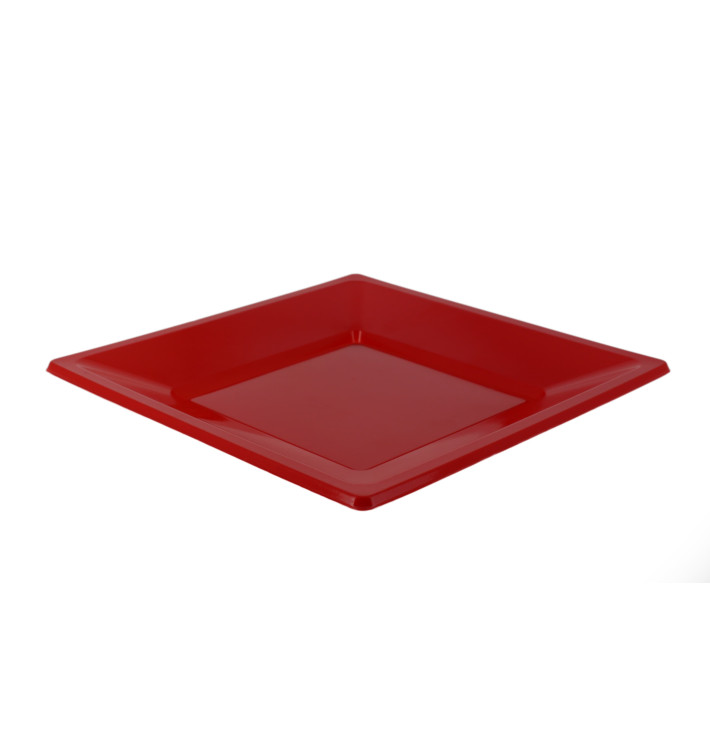 Talerz Plastikowe Płaski Kwadratowi Czerwerne 230mm (750 Sztuk) Talerz Plastikowe Płaski Kwadratowi Czerwerne 230mm (750 Sztuk)