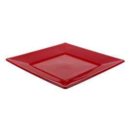 Talerz Plastikowe Płaski Kwadratowi Bordeaux 170mm (6 Sztuk)