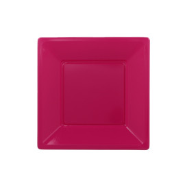 Talerz Plastikowe Płaski Kwadratowi Fuchsia 170mm (300 Sztuk)