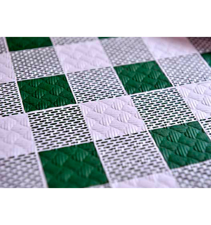 Pre-Cut Paper Tablecloth Green Checkers 40g 1x1m (400 Units) Pre-Cut Paper Tablecloth Green Checkers 40g 1x1m (400 Units)