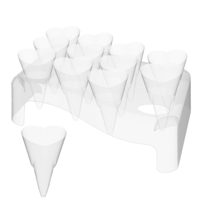 Plastic Serving Cones with Serving Cone Holder "Love" 50ml 18x26cm (1 Sztuk) Plastic Serving Cones with Serving Cone Holder "Love" 50ml 18x26cm (1 Sztuk)