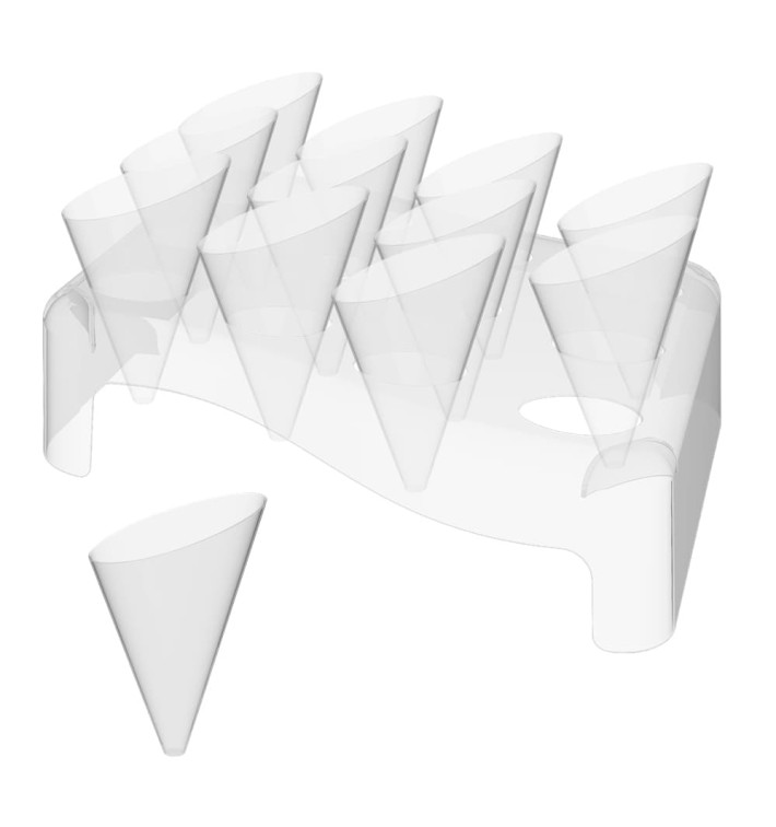 Plastic Serving Cones with Serving Cone Holder "Slice" 55ml 18x26cm (20 Kits) Plastic Serving Cones with Serving Cone Holder "Slice" 55ml 18x26cm (20 Kits)