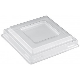 Plastic Lid for Tasting Bowl PS Square shape Dessert Clear PET 90 ml (25 Units)