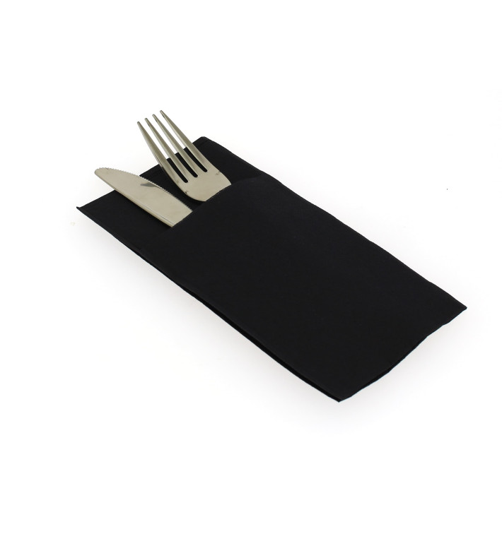 Pocket Fold Paper Napkins Black 40x40cm (30 Units) Pocket Fold Paper Napkins Black 40x40cm (30 Units)