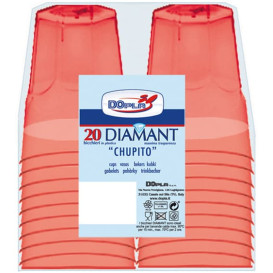 Kubki Plastikowe "Diament" PS Szkło Czerwerne 50ml (20 Sztuk)