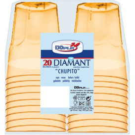 Kubki Plastikowe "Diament" PS Szkło Żółty 50ml (20 Sztuk)