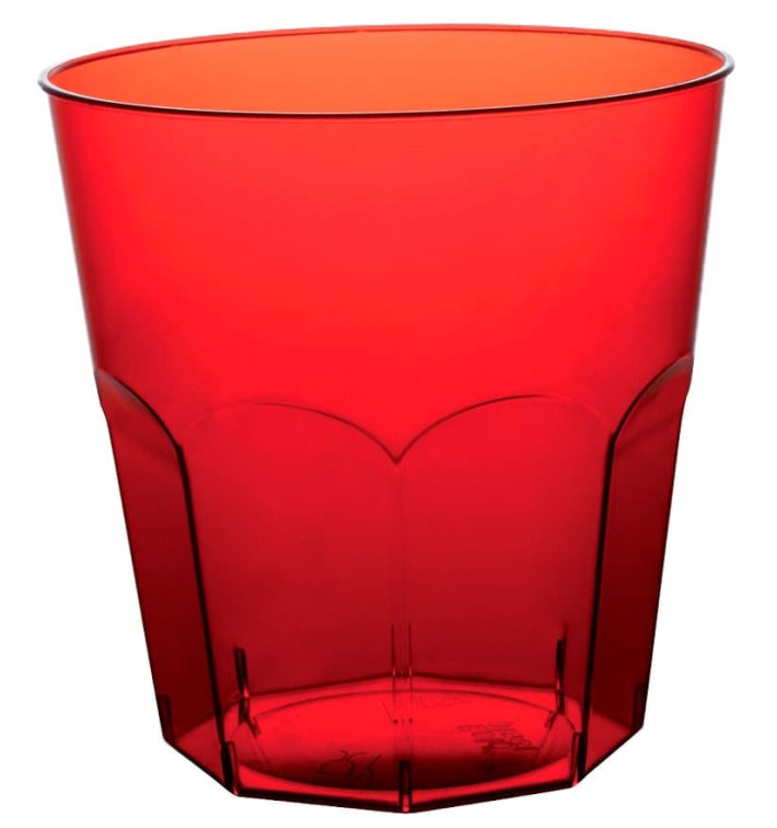 Kubki Plastikowe Czerwerne Przezroczyste PS Ø73mm 220ml (50 Sztuk) Kubki Plastikowe Czerwerne Przezroczyste PS Ø73mm 220ml (50 Sztuk)