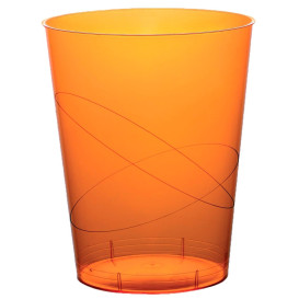 Kubki Plastikowe Księżyc Orange Przezroczyste PS 350ml (20 Sztuk)