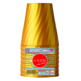 Kubki Plastikowe PP "X-Table" Złote 320ml (128 Sztuk)