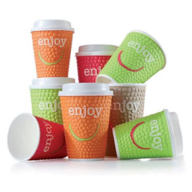 Kubki Papierowe 9 Oz/270ml "Enjoy" Ø8,0cm (30 Sztuk)