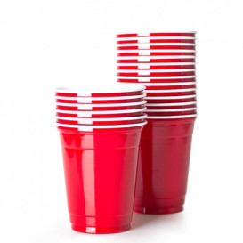 Kubki Plastikowe Czerwone Amerykanin na Imprezę 360ml (50 Sztuk)