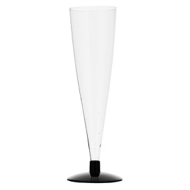 Kieliszki Plastikowe do Wina Musującego na Podstawie Czarni 150ml 2P (6 Sztuk)