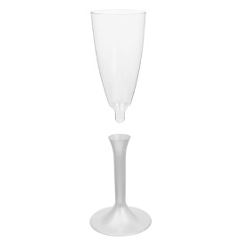 Kieliszki Plastikowe do Wina Musującego na Podstawie Białe Perełka 120ml 2P (20 Sztuk)